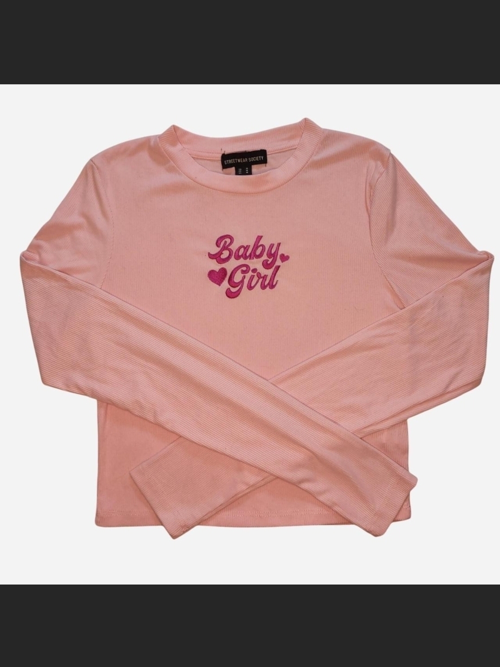 Streetwear Society Pink Long Sleeve Tee with Hot Pink "Baby Girl" Graphic